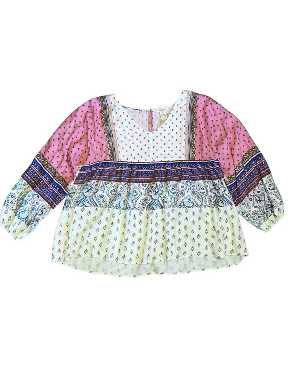 Sundance Women’s Sz S Patchwork Peasant Blouse Top Chrysalis Casual Boho